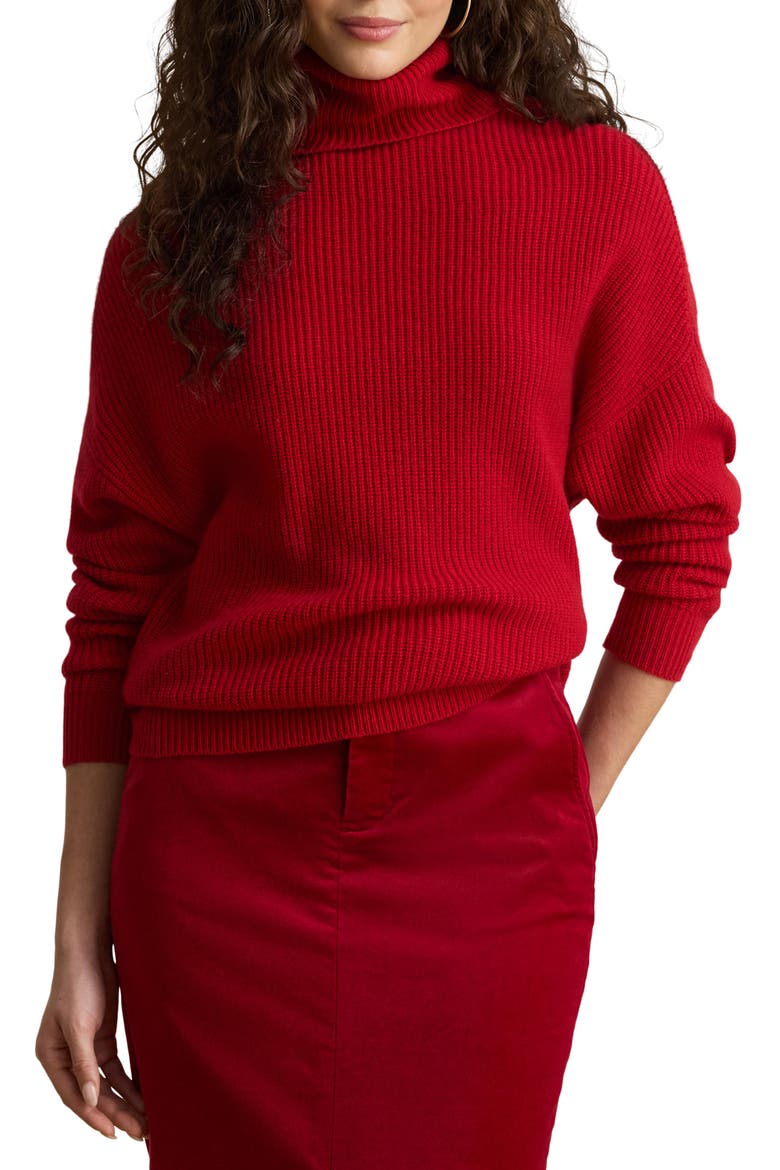 Ribbed Wool & Cashmere Turtleneck Sweater, Main, color, RALPH RED