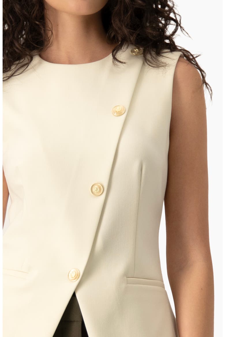Asymmetric Lapel Sleeveless Structured Vest, Alternate, color, Ivory