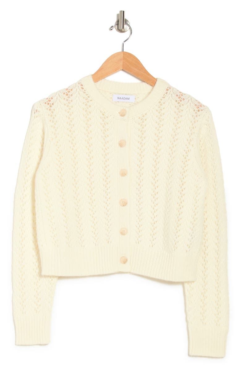 NAADAM Pointelle Knit Cashmere Cardigan, Alternate, color, 