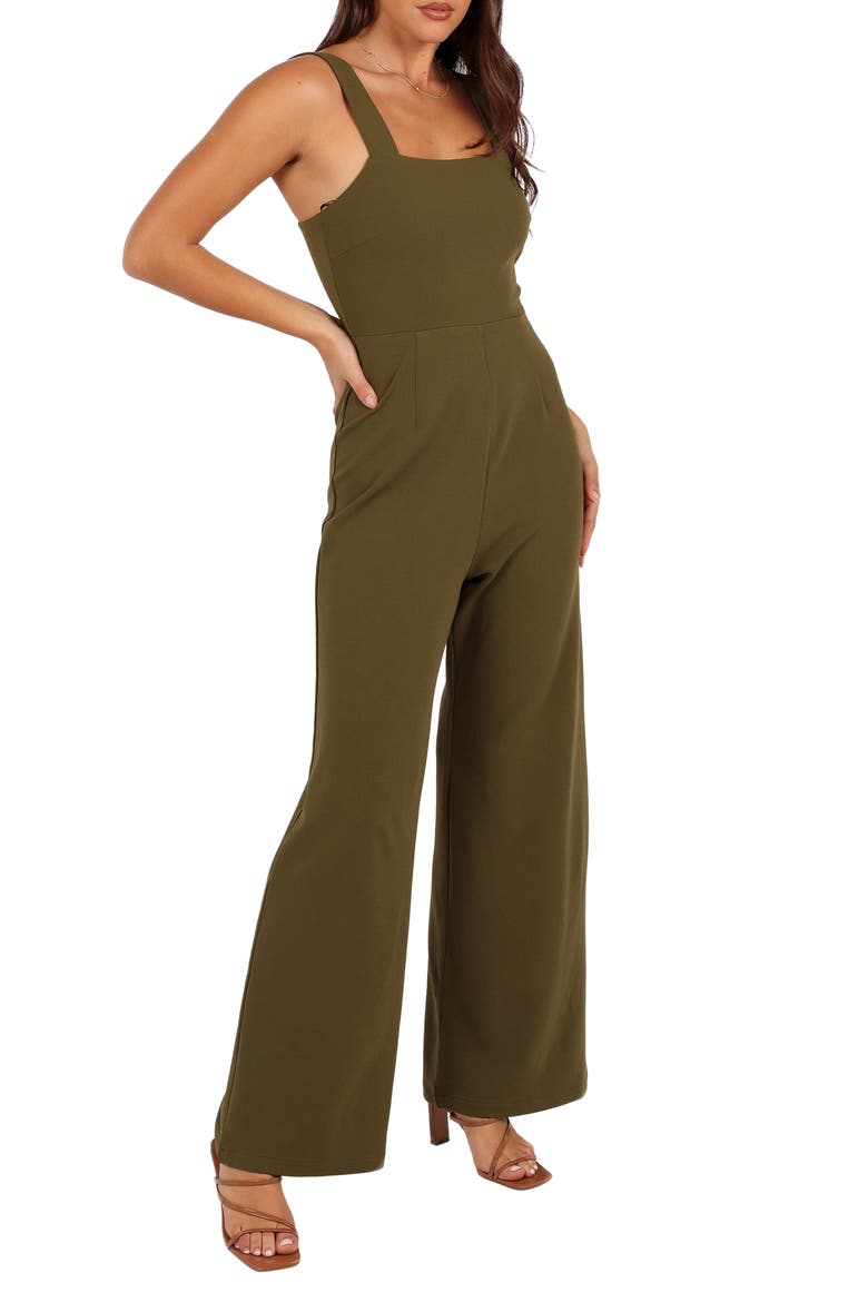 Hyatt Square Neck Sleeveless Jumpsuit, Alternate, color, OLIVE