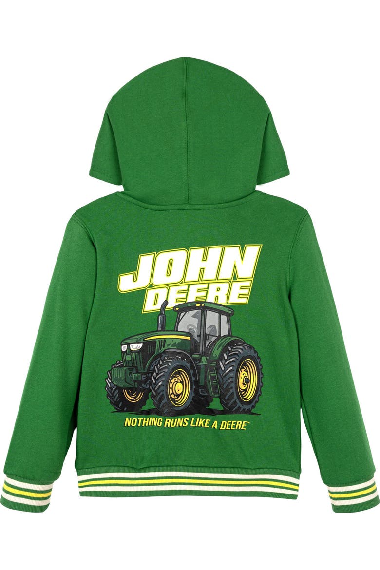 Fleece Zip-Up Hoodie, Alternate, color, John Deere Green Cream