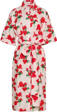 The Lulo Project Marina Floral Stretch Cotton Midi Shirtdress