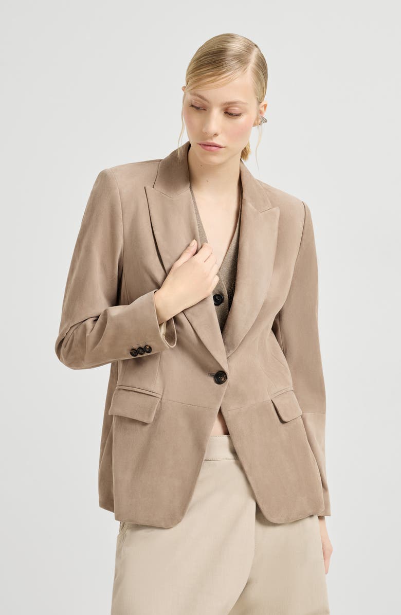 Brunello Cucinelli Suede blazer, Alternate, color, Light Brown