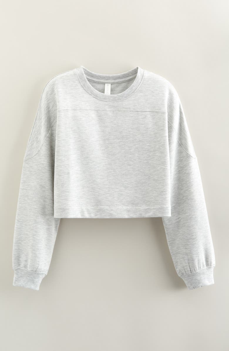 Zella Girl Kids' Step Up Fleece Sweatshirt, Main, color, Grey Light Heather