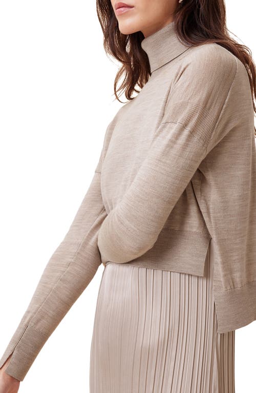 Allsaints Vittoria Merino Wool High-low Sweater & Micropleat Midi Dress Set In Fawn Brown