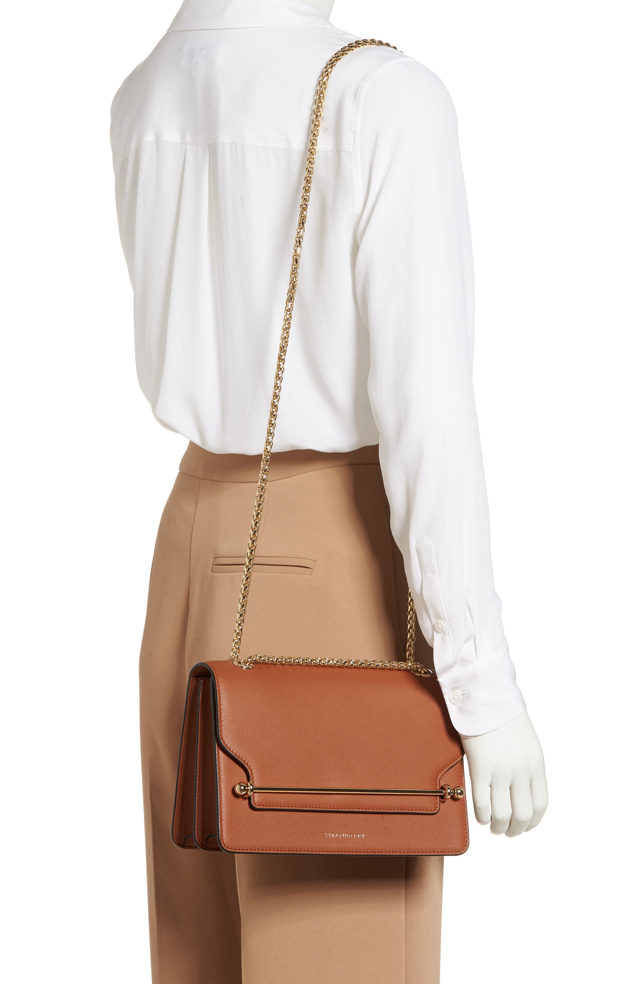 Strathberry East/West Leather Shoulder Bag, Alternate, color, 