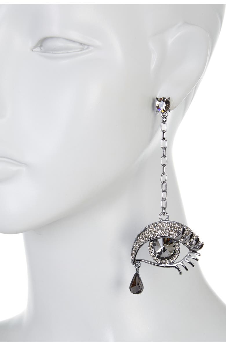 EYE CANDY LOS ANGELES Eye My Ear Drop Earrings, Alternate, color, Dark Silver