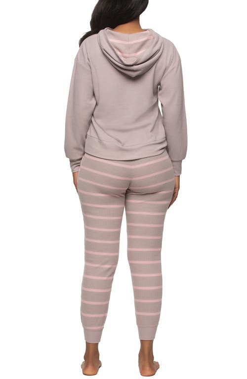 Felina Jolie Thermal Knit Hoodie Pajamas In Gray