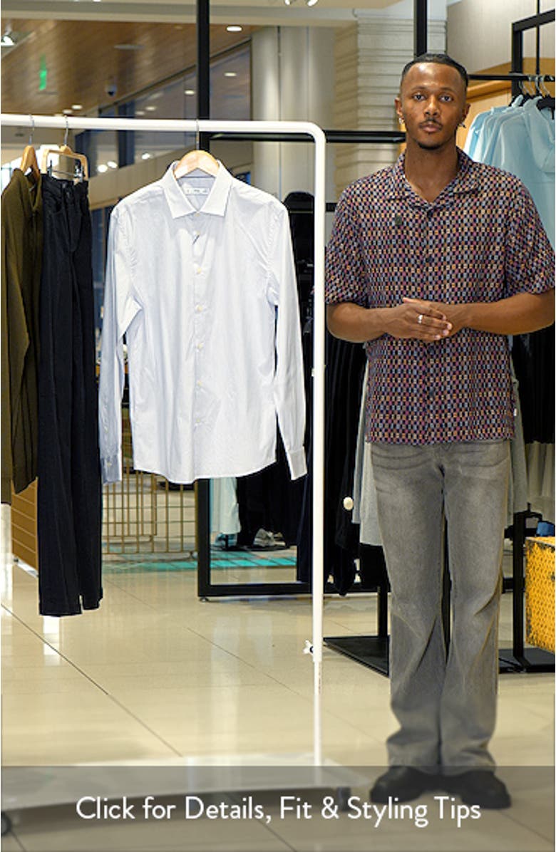 Slim Fit Pinstripe Stretch Cotton Button-Up Shirt, sales video thumbnail