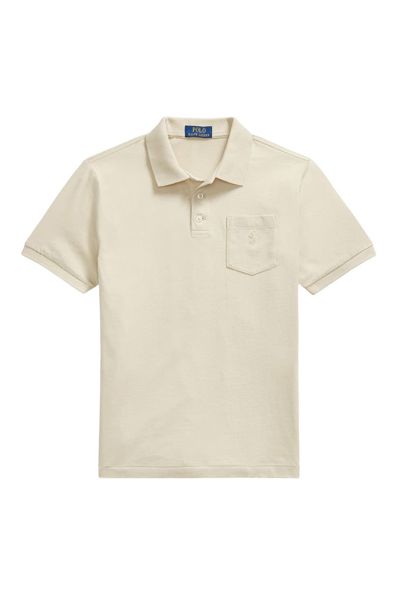 Kids' Solid Cotton Jersey Pocket Polo, Main, color, SPRING BEIGE