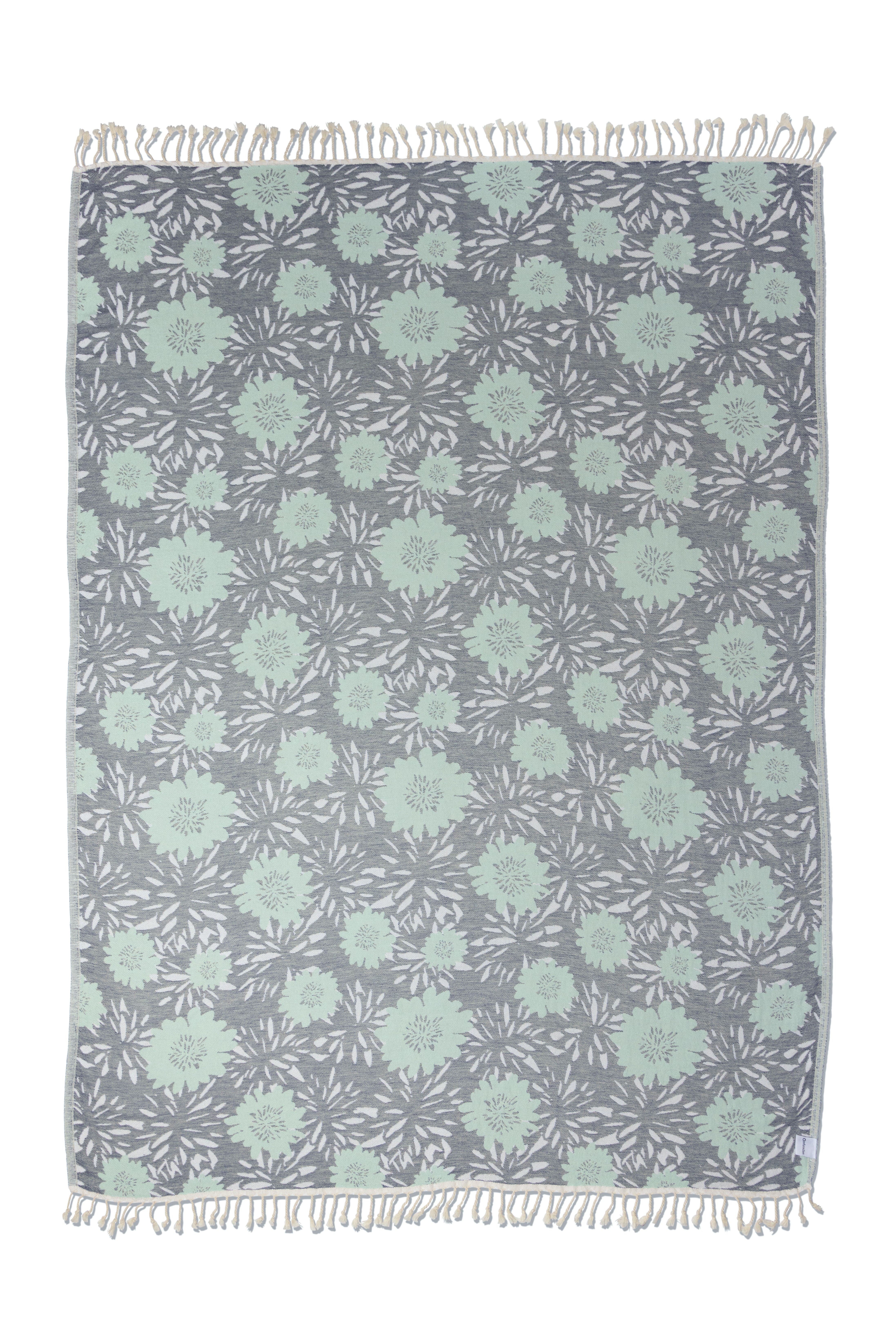 selected Navy with Mint Flowers