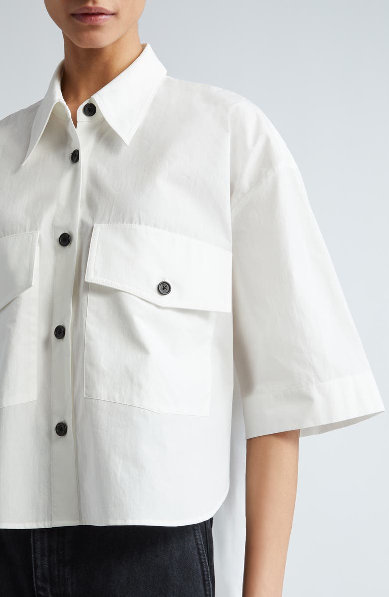 Khaite The Mahsha High-Low Cotton Poplin Button-Up Shirt, Alternate, color, 