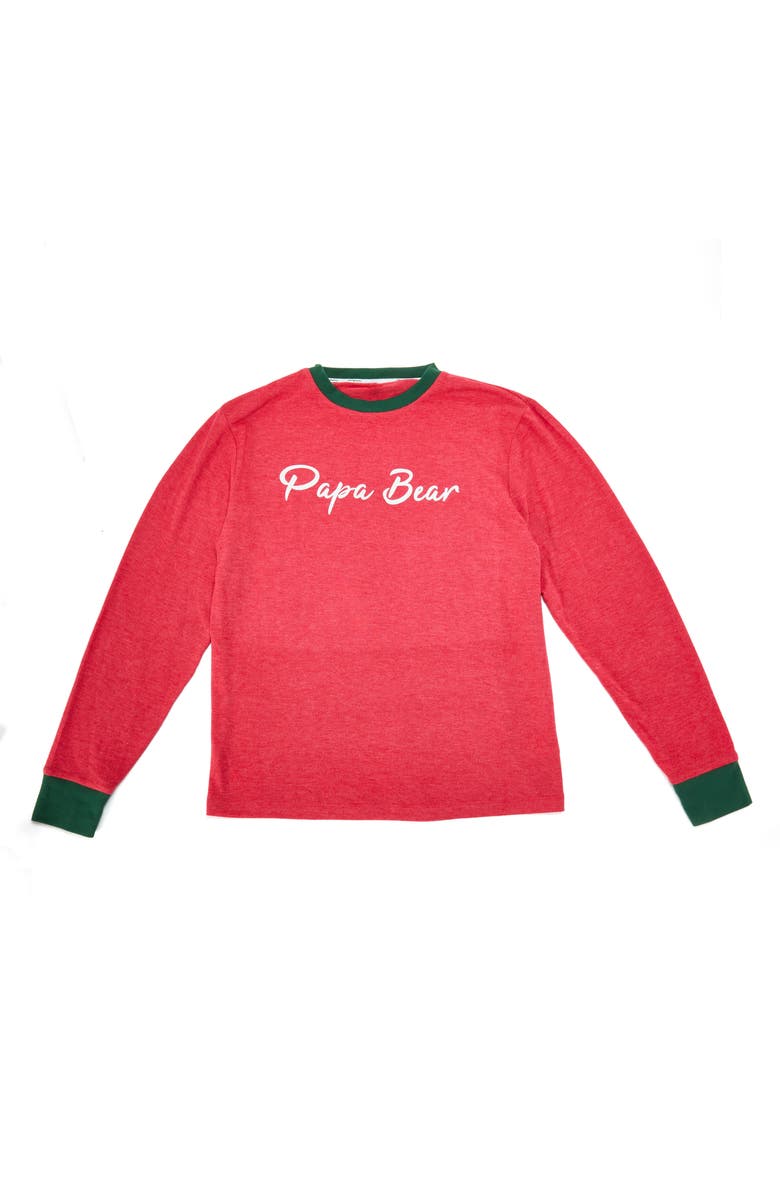 DEARFOAMS 2 Piece Papa Bear Holiday Pajama Set, Alternate, color, Red