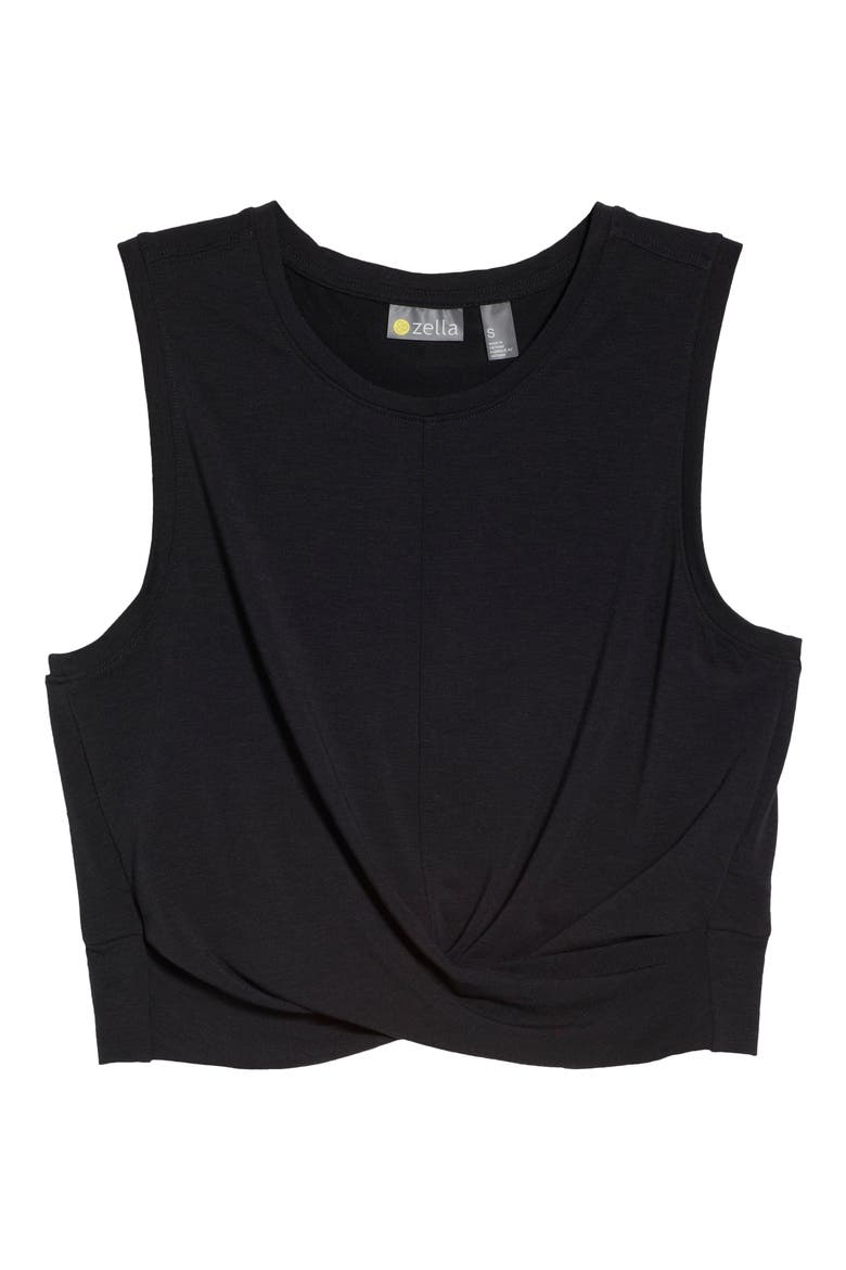 Work For It Twist Crop Tank, Alternate, color, BLACK