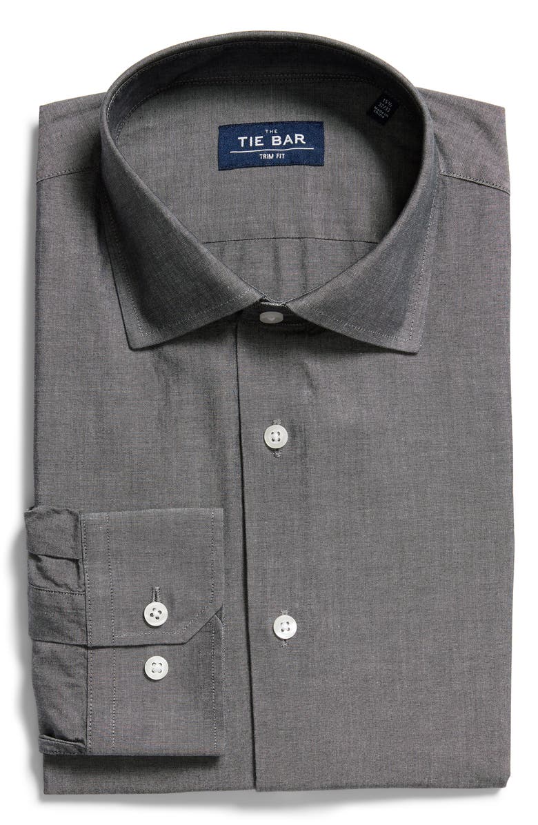 The Tie Bar Trim Fit Solid Chambray Dress Shirt, Alternate, color, 