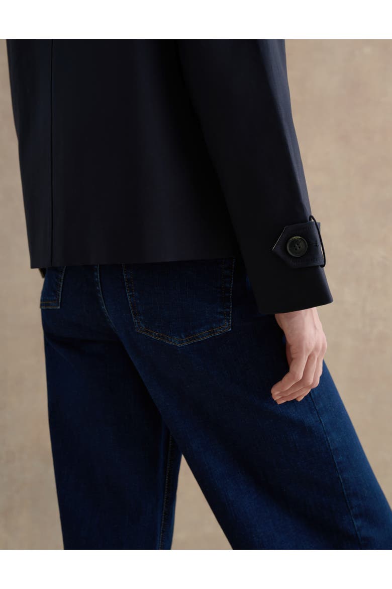 Frida Collared Cropped Trench Coat, Alternate, color, Hobbs Navy
