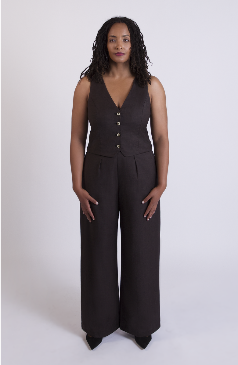 Aam The Label The Wool Wide Leg Pant For Full Hips And Thighs, Alternate, color, Cocoa Plaid