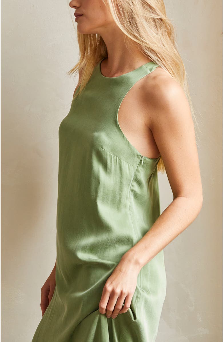 CRESCENT Back Twist Cupro Slip Dress, Alternate, color, Matcha