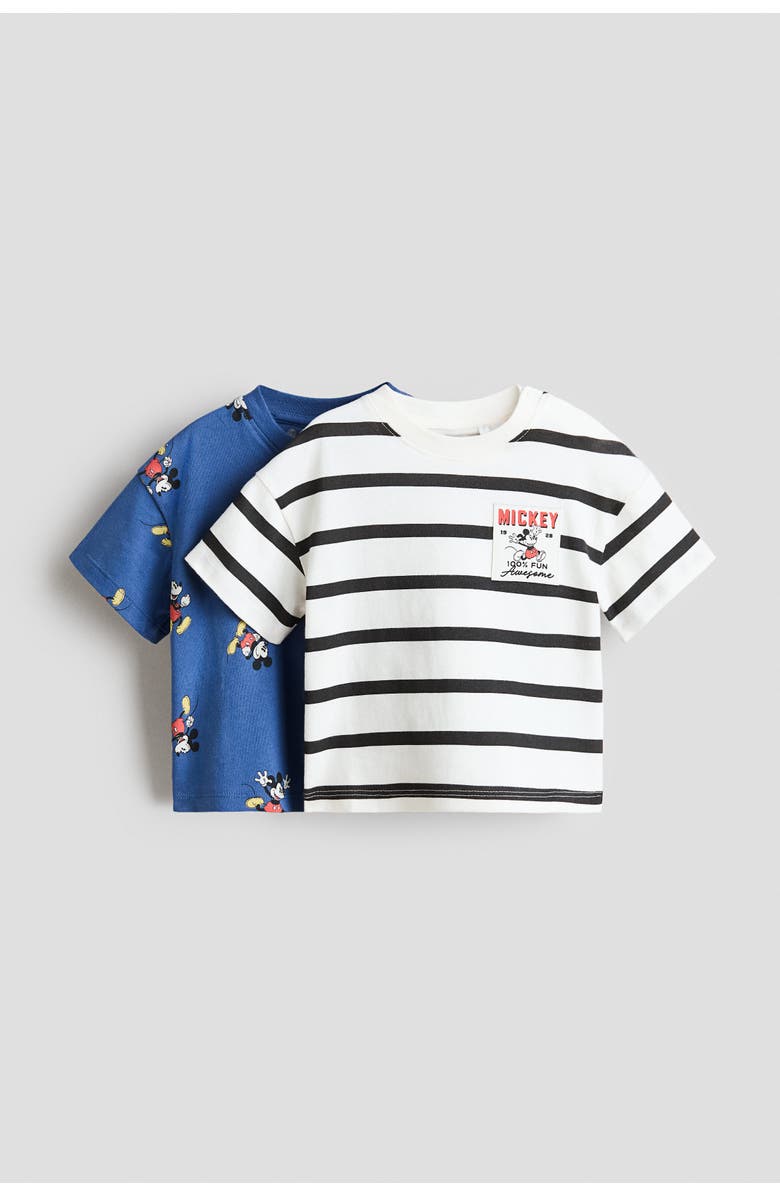 H&M 2-pack Printed T-shirts, Main, color, Blue/Mickey Mouse