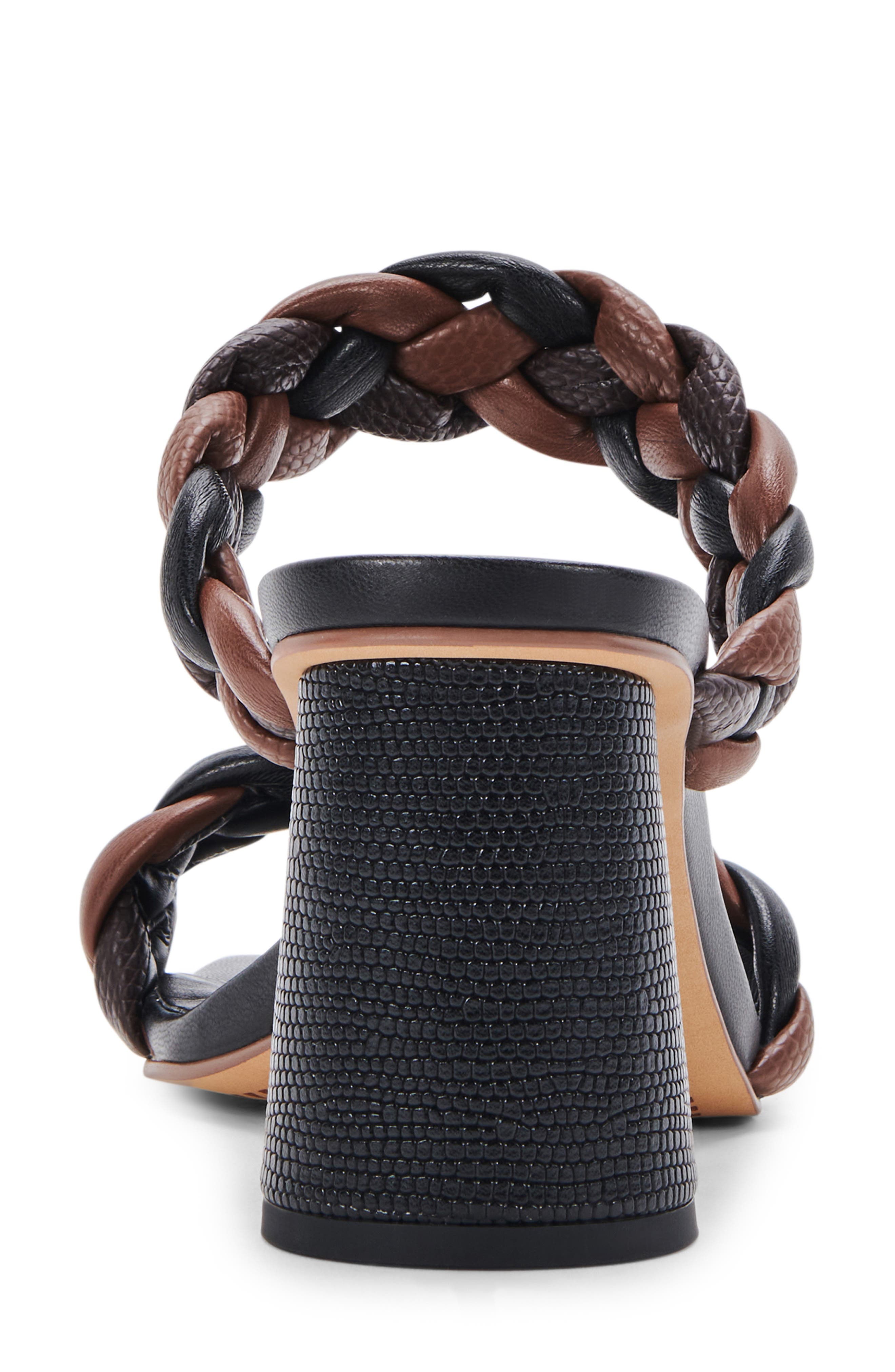 Paily Braided Heeled Sandal, Alternate, color, BLACK/ ESPRESSO STELL