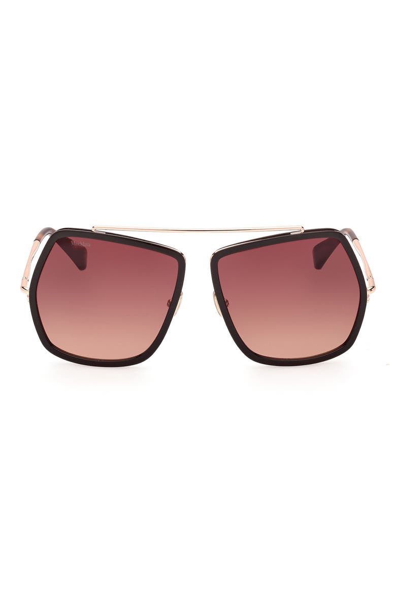 64mm Gradient Geometric Sunglasses, Main, color, DARK BROWN/GRADIENT BROWN