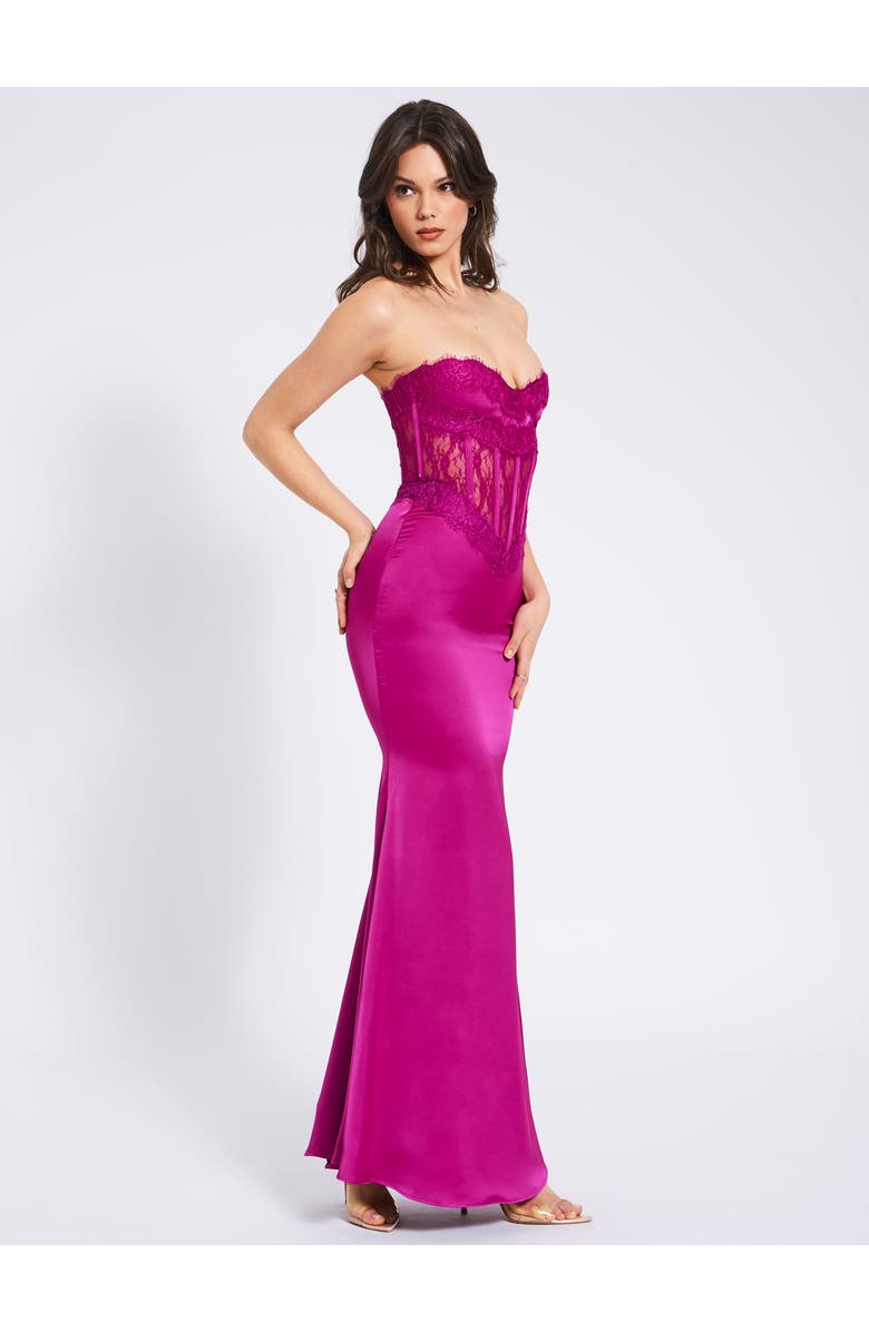 Miss Circle Everleigh Lace Satin Corset Maxi Dress, Alternate, color, Fuchsia
