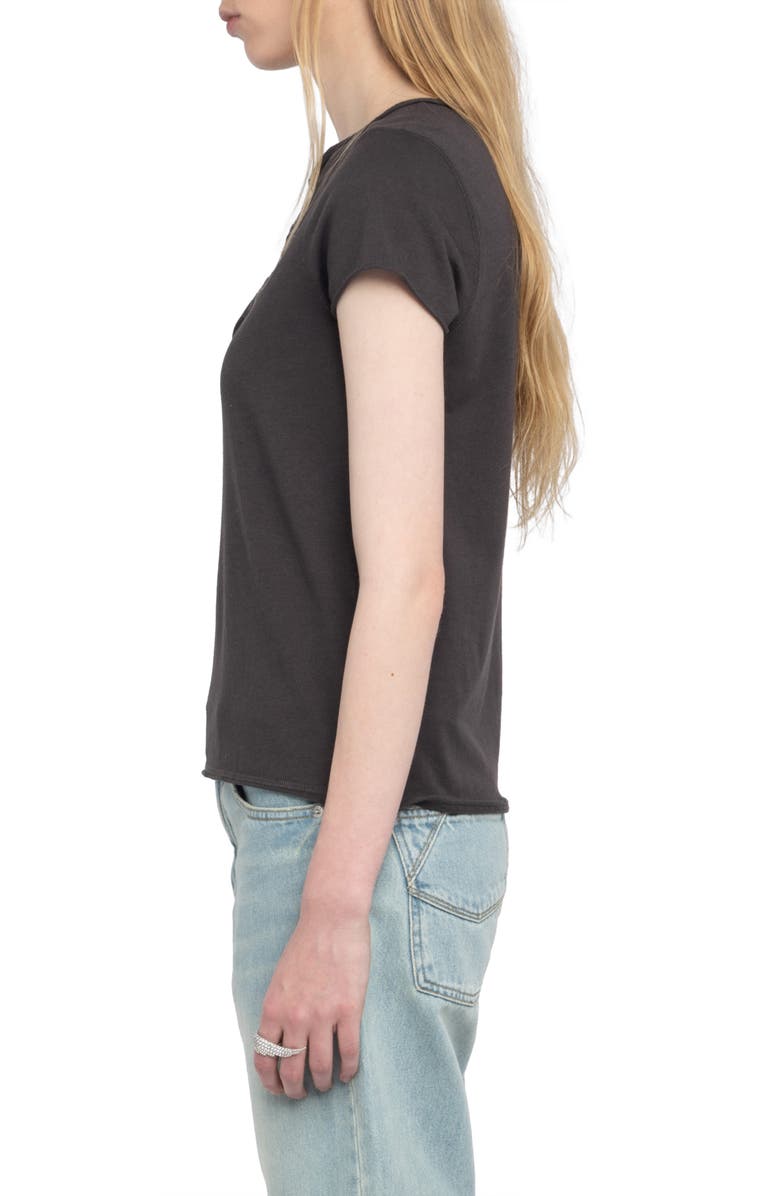 Zadig & Voltaire Tuni Wings Strass Embellished Keyhole Cotton Graphic T-Shirt, Alternate, color, Dark Chocolate