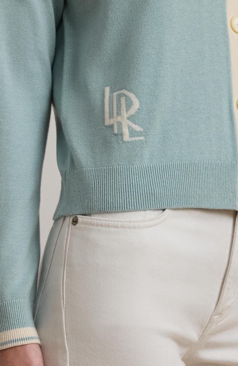 Lauren Ralph Lauren Two-Tone Cotton Blend Cardigan, Alternate, color, 