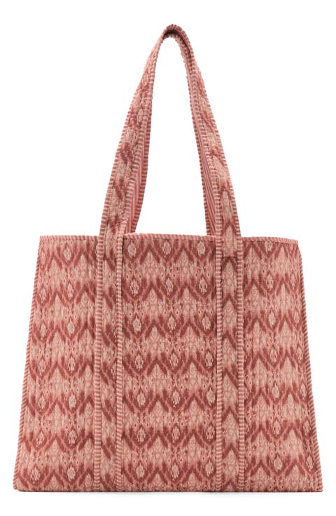 Ikat Print Quilted Cotton Tote Bag