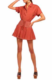 Ramy Brook Georgia Topstitch Detail Cotton Minidress