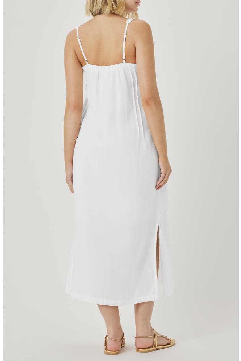 Stella Pintuck Detail Linen Dress, Alternate, color, WHITE