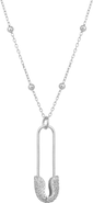 Spero London Sterling Silver Jewelled Safety Pin Necklace With Beaded Chain