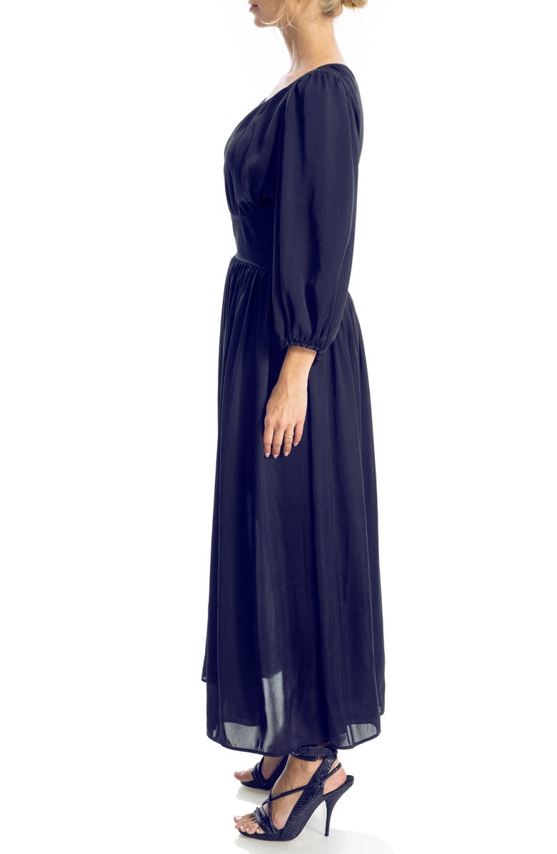 MAX STUDIO Keyhole Balloon Sleeve Maxi Dress, Alternate, color, Dark Navy