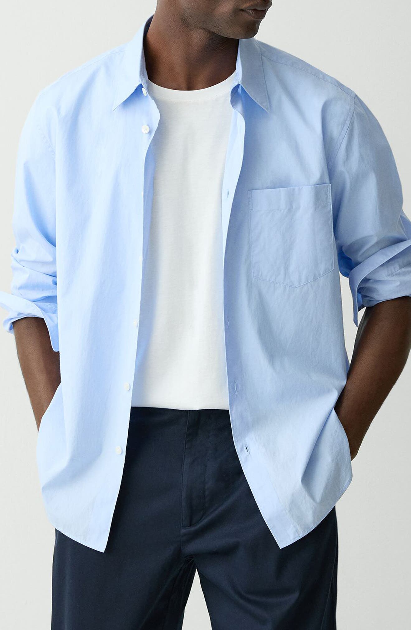Theory Weekend Solid Cotton Button-Up Shirt (Men) | Nordstromrack