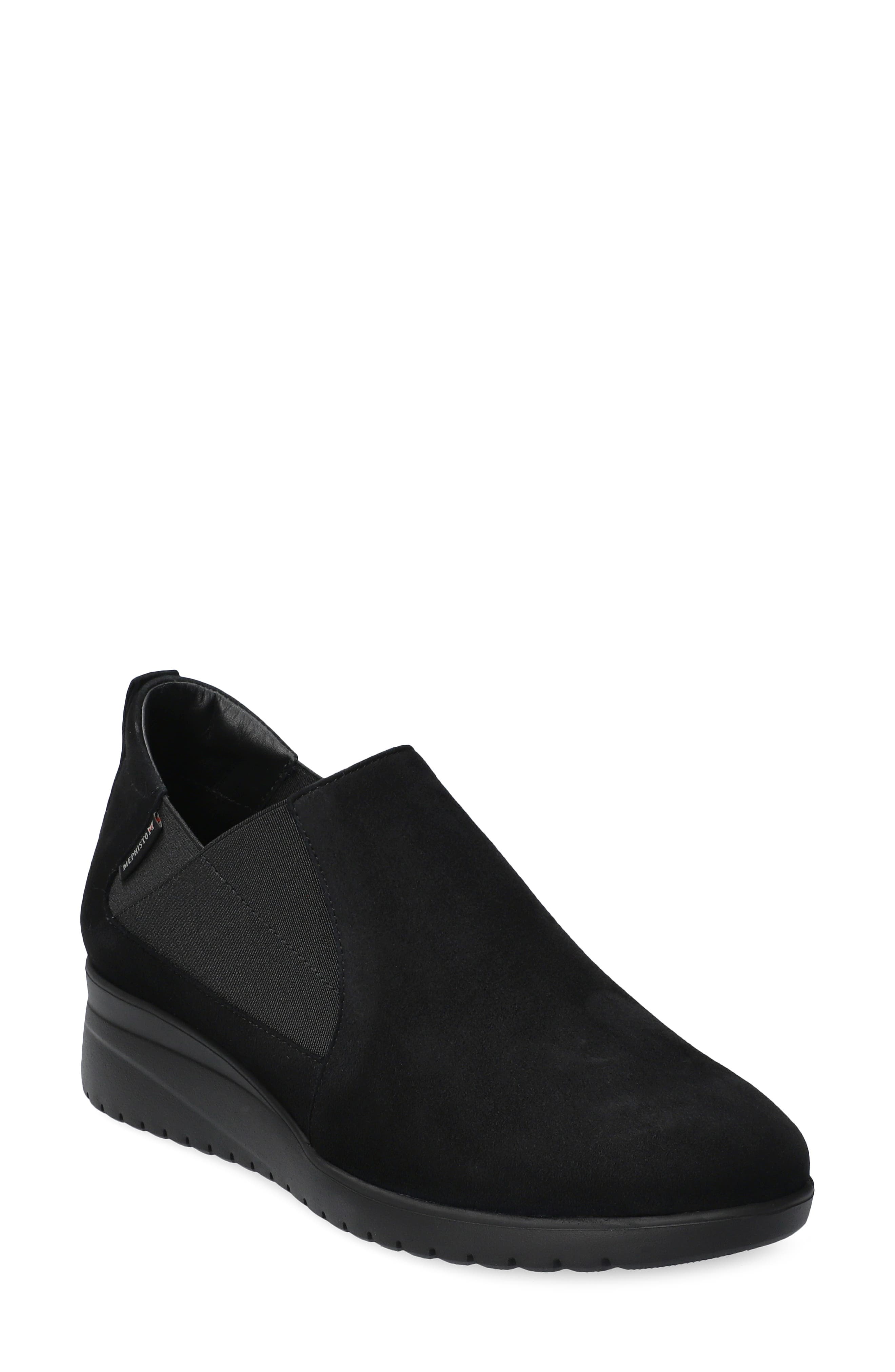 Mephisto Ibelina Wedge Slip-On Sneaker, Main, color, Black