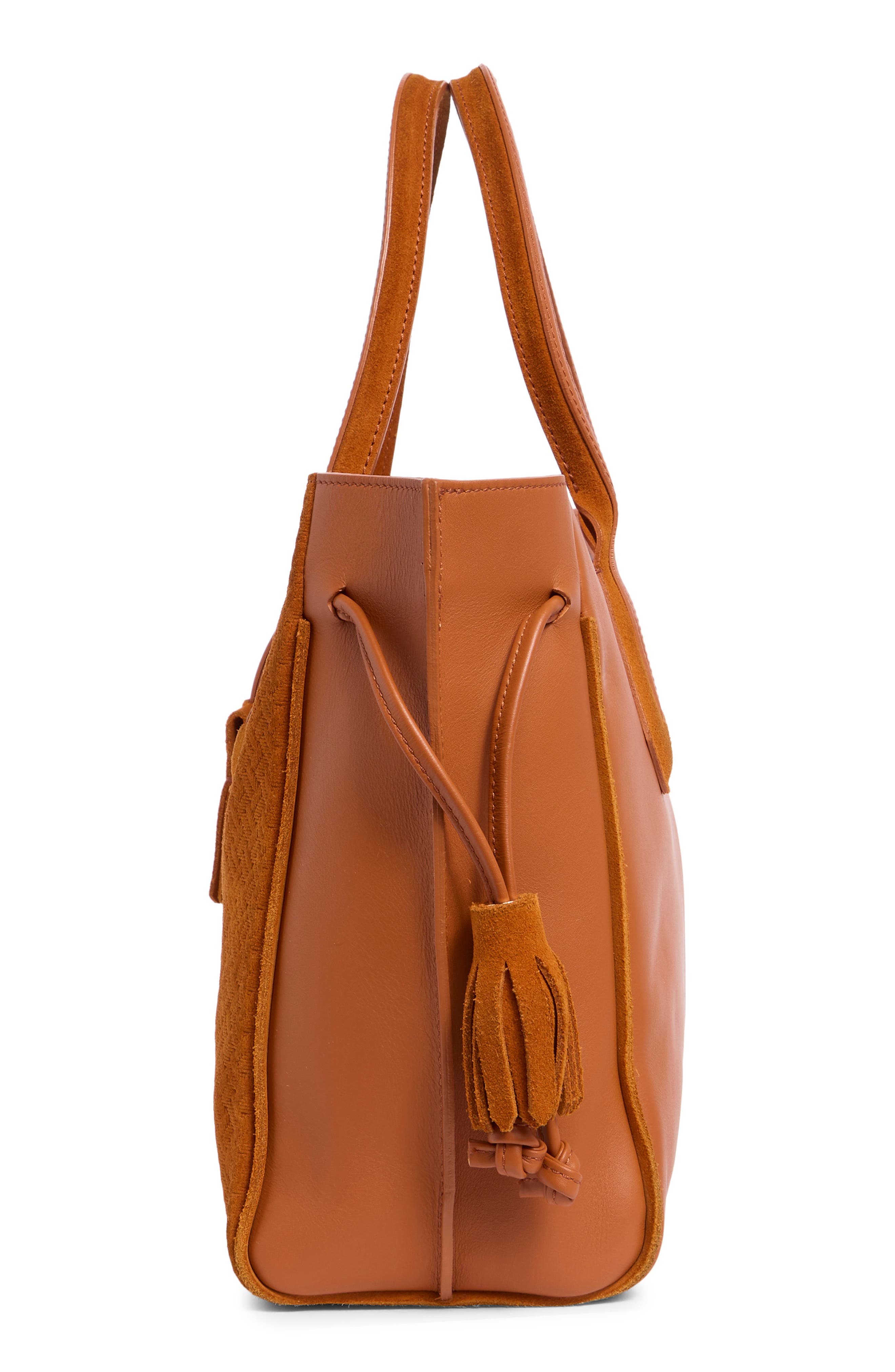 Longchamp Medium Leather Tote Bag, Alternate, color, Pumpkin