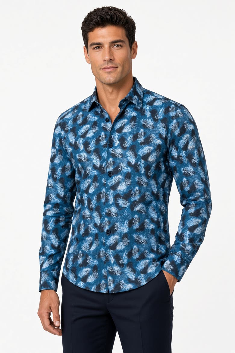 Speaks Print Button-Up Long Sleeve Shirt, Alternate, color, Multicolor