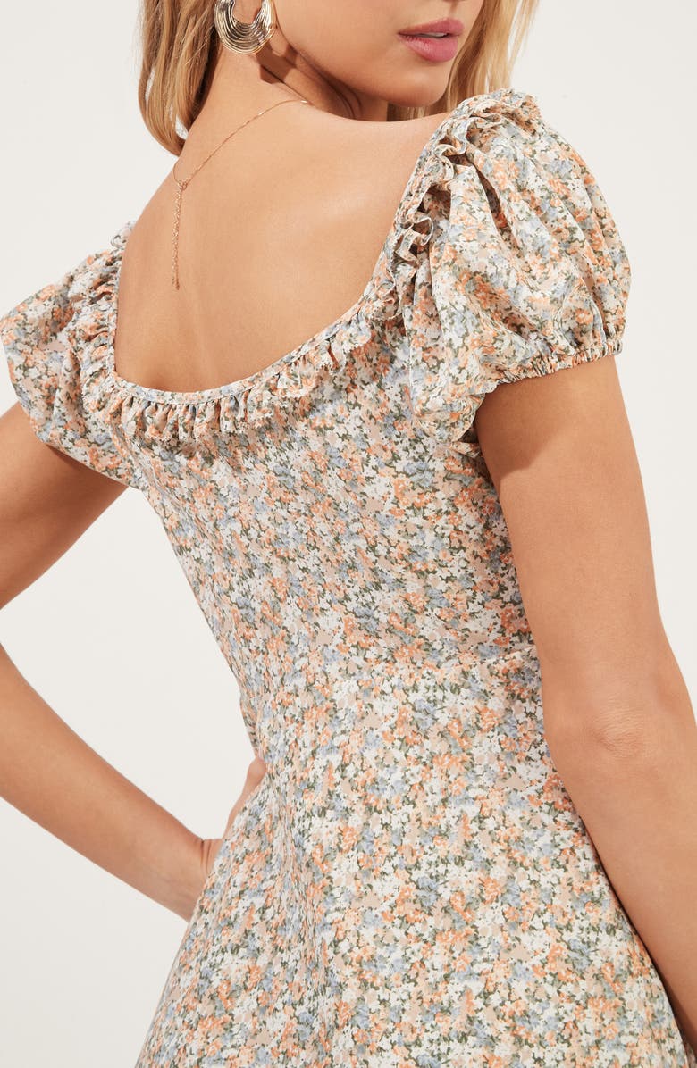 ASTR the Label Ditsy Floral Ruffle Neck Midi Dress, Alternate, color, 