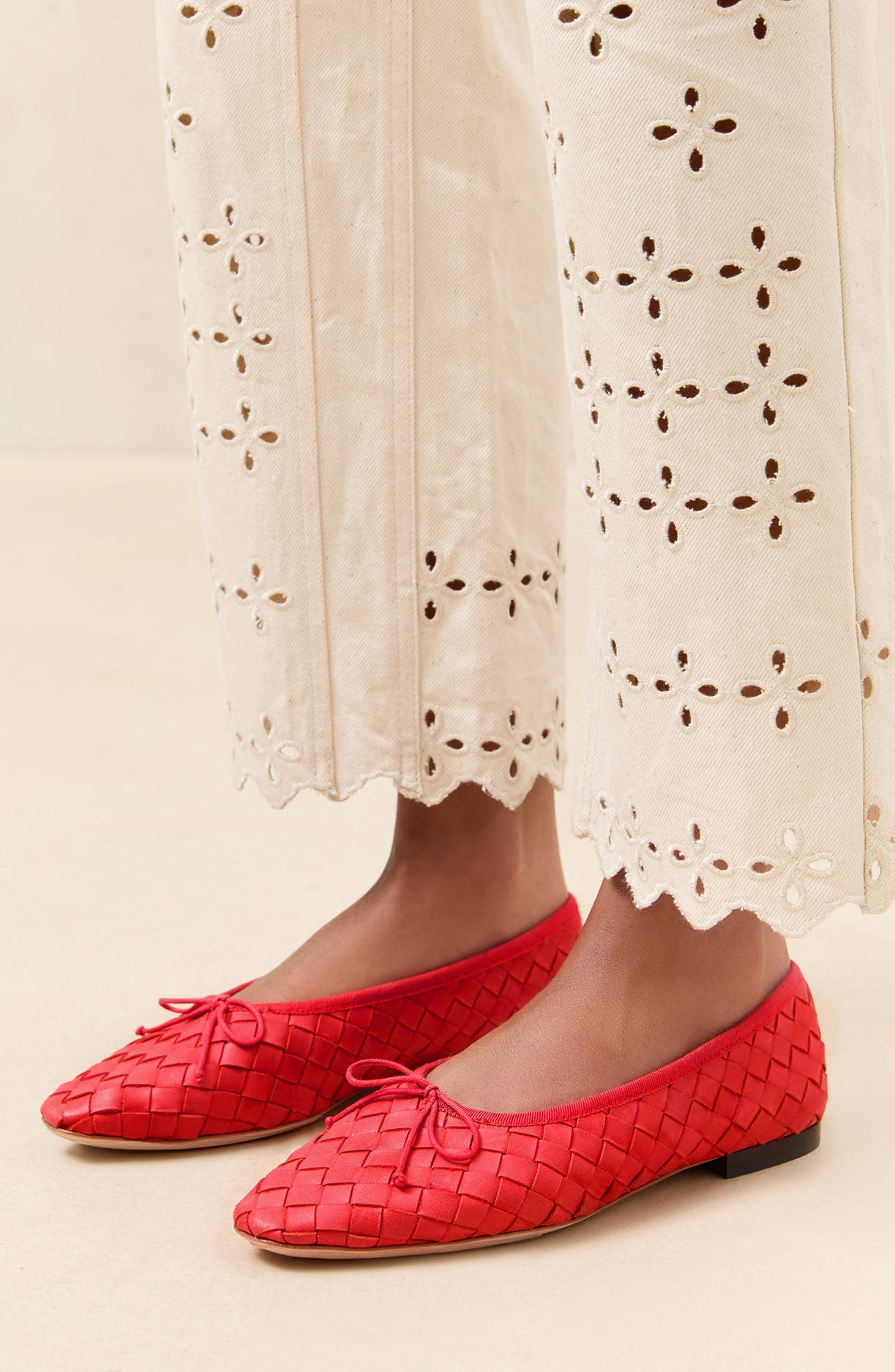Loeffler Randall Landry Woven Ballet Flat, Alternate, color, Red