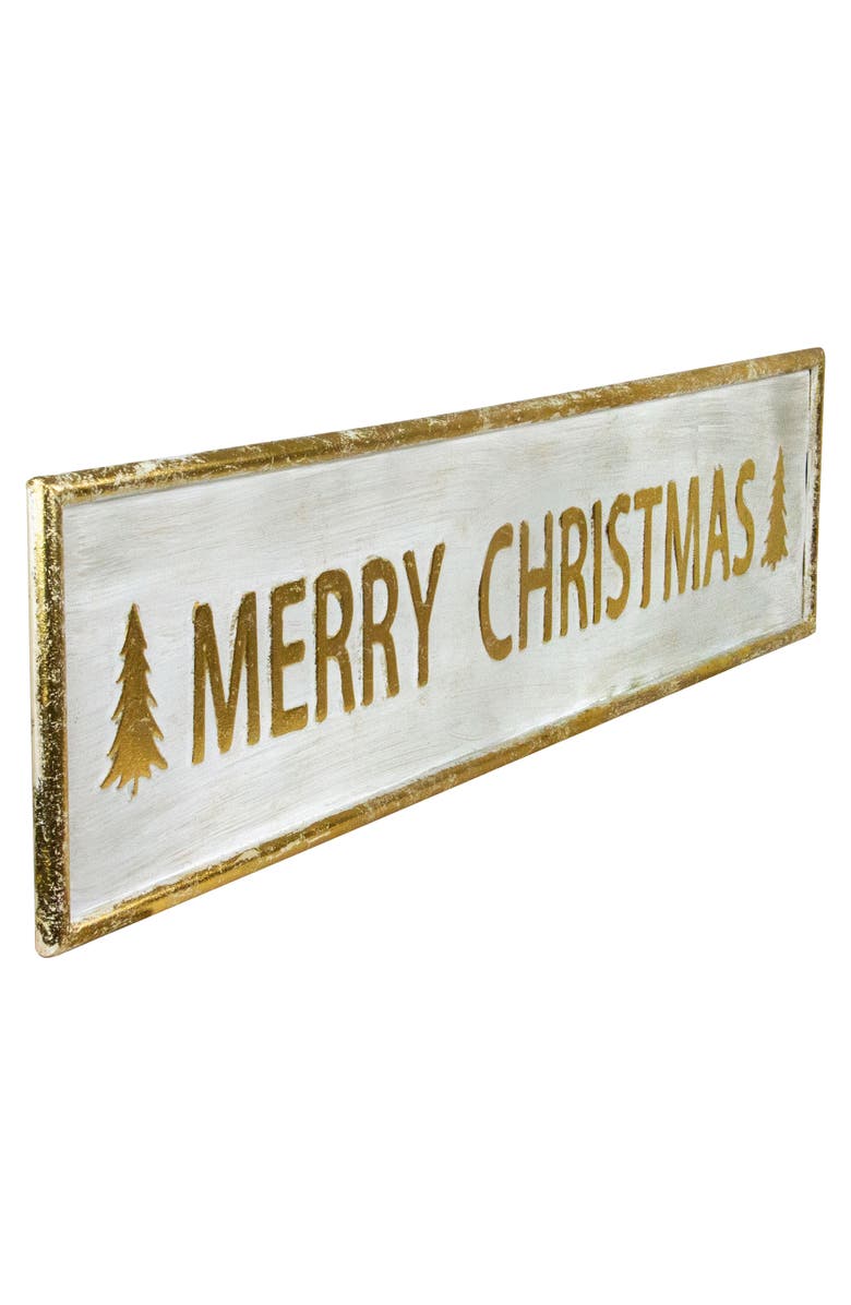 Northlight 48" Metallic Gold Merry Christmas Metal Wall Sign, Alternate, color, Gold