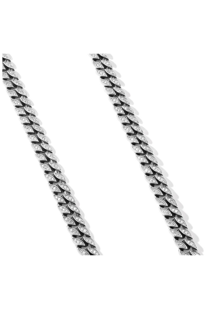 Men's Curb Chain Necklace in Sterling Silver with Diamonds, 8mm, Alternate, color, SILVER PAVE