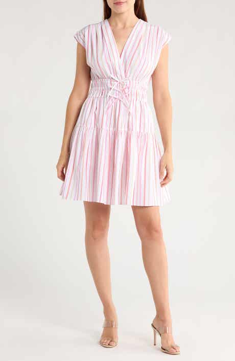 Derek Lam 10 Crosby Tora Pinstripe Sleeveless Fit & Flare Dress