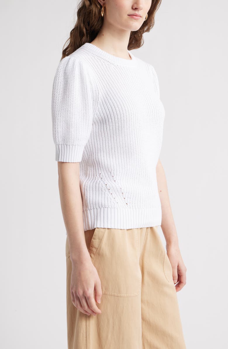 Caslon<sup>®</sup> Elbow Sleeve Cotton Sweater, Alternate, color, White