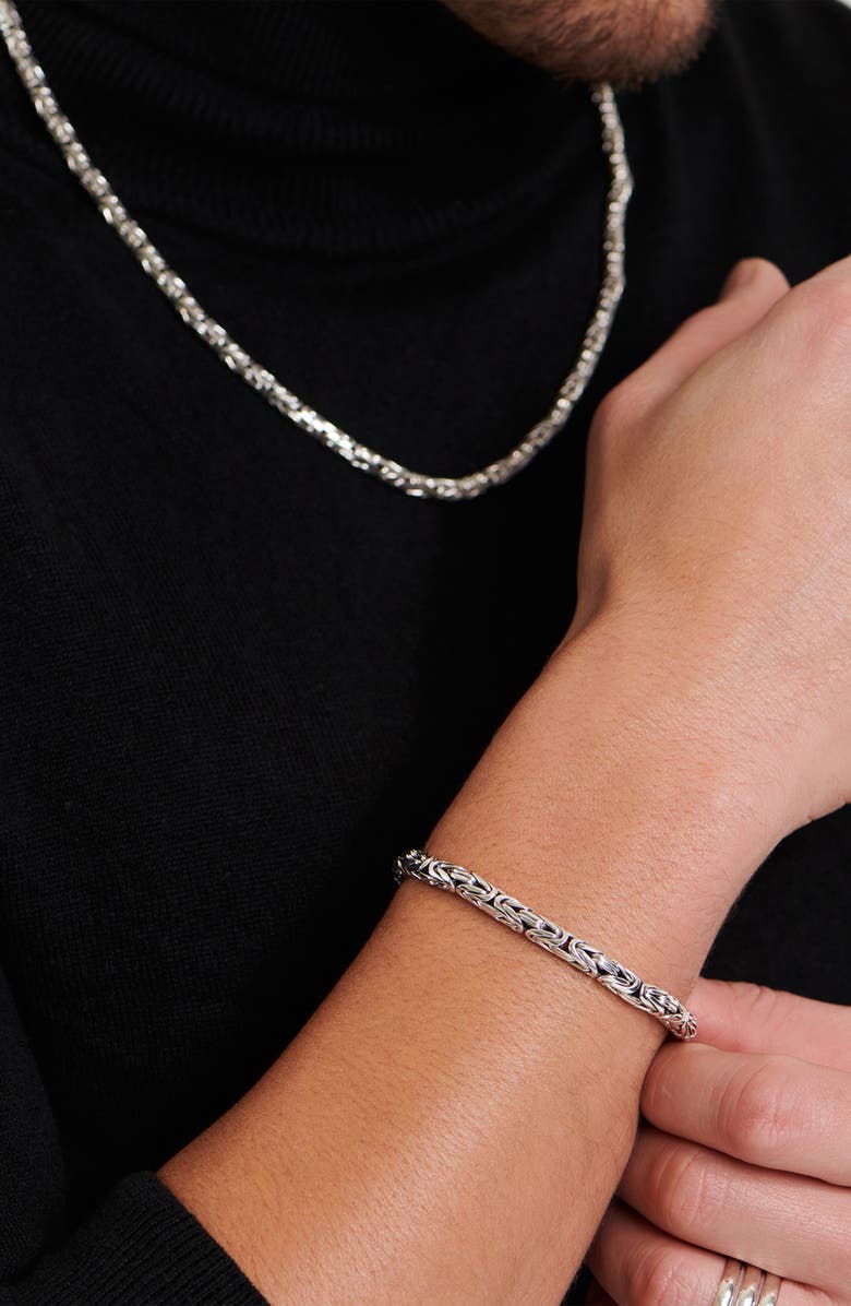 DEVATA Gender Inclusive Sterling Silver Borobudur Round 5mm Chain Bracelet, Alternate, color, 