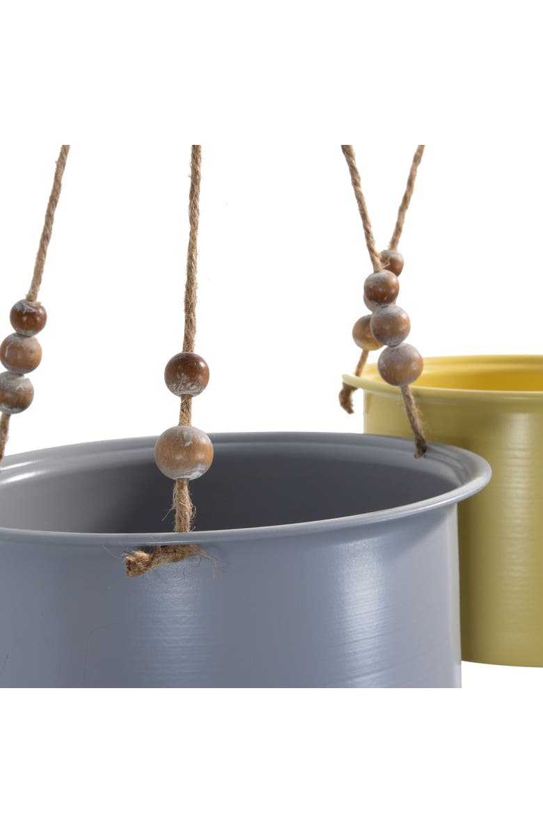 Foreside Home and Garden Set of 2 Hanging Planters with Wood Bead Details - Foreside Home & Garden, Alternate, color, Gray