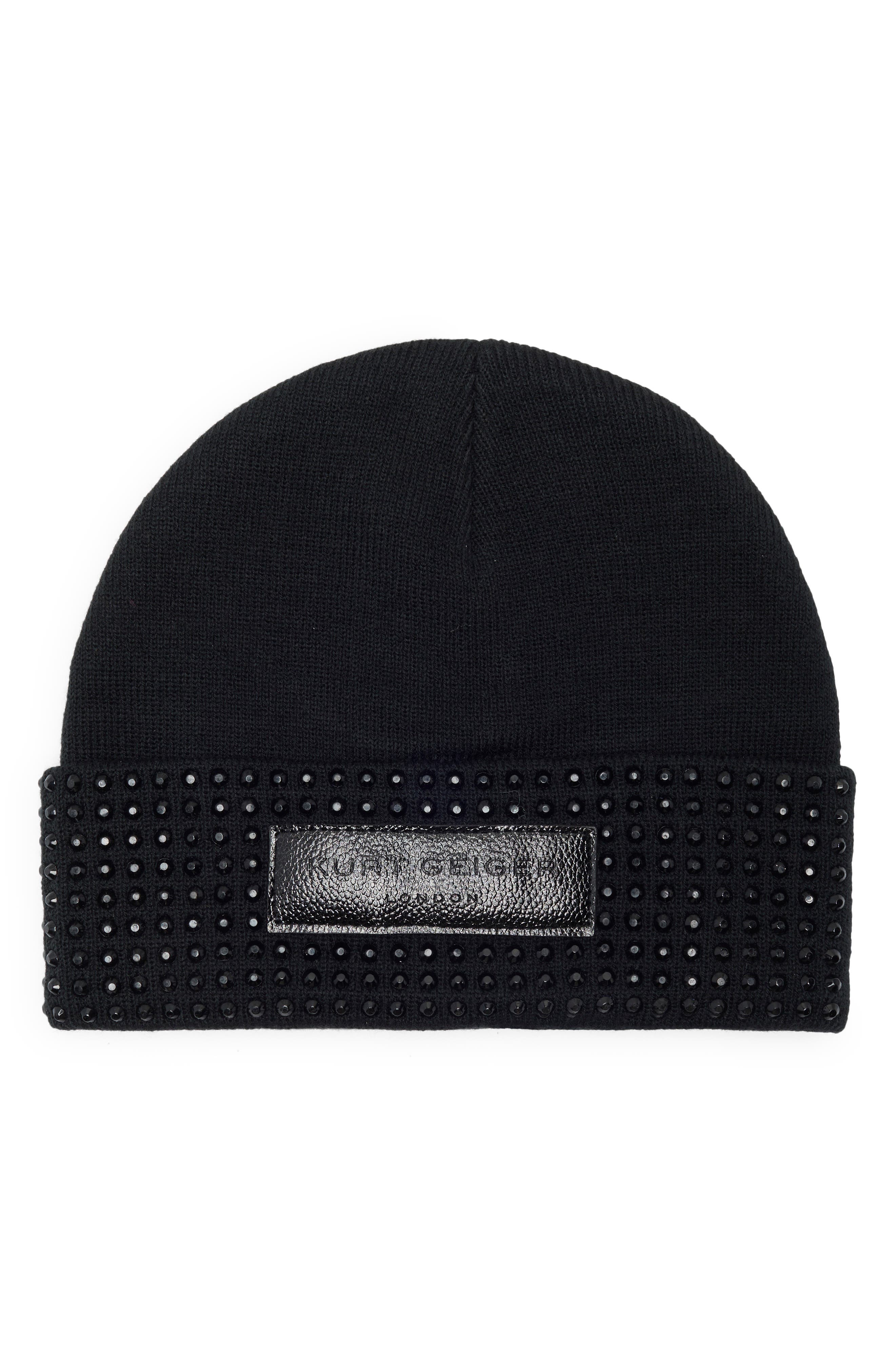 Kurt Geiger London Logo Patch Crystal Cuff Beanie