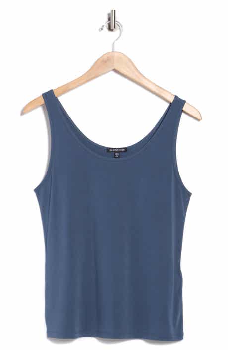 Eileen Fisher Slim Fit Scoop Neck Silk Tank