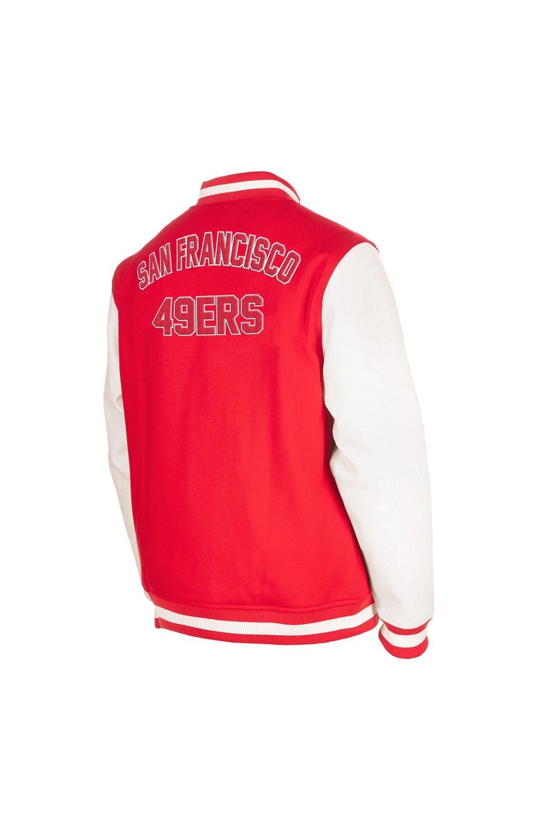 New Era Men's New Era  Scarlet San Francisco 49ers Third Down Varsity Full-Snap Jacket, Alternate, color, 