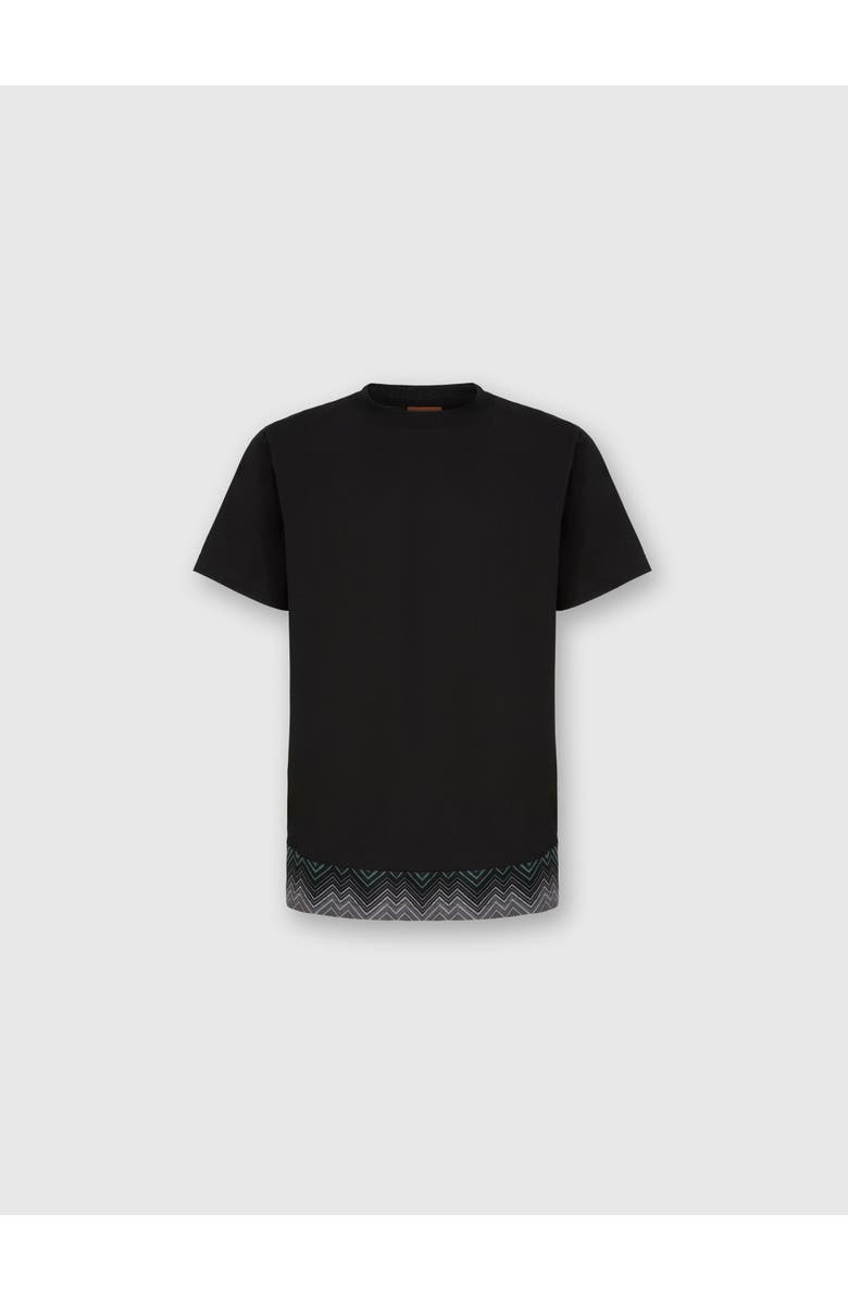 Missoni Short Sleeve T-shirt With Irregular Zigzag Insert, Main, color, Black
