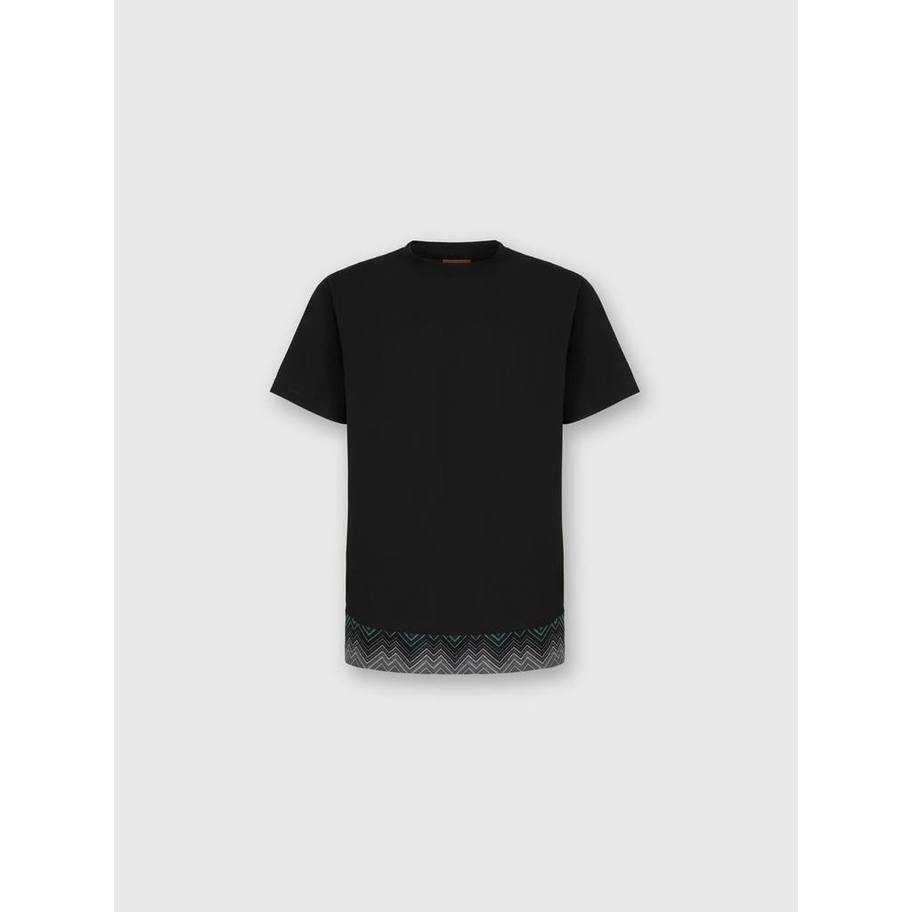Missoni Short Sleeve T-shirt With Irregular Zigzag Insert In Black